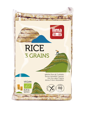 Lima Galettes de riz 3 grains rectangle fin s.gluten bio 130g